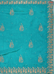 Turquoise Blue Semi Dupion Saree