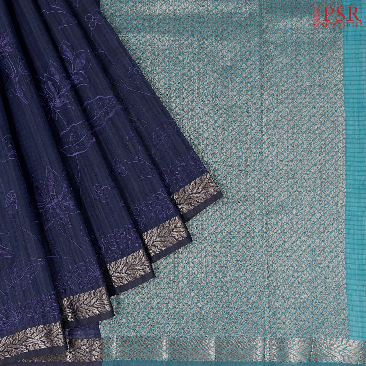 Dark Blue Semi Dupion Saree