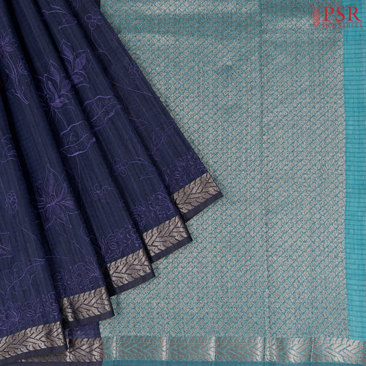 Dark Blue Semi Dupion Saree