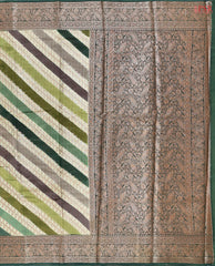 Brown & Green Chanderi Silk Cotton Saree