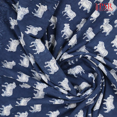 Prussian Blue Hacoba Embroidery Running Material