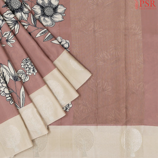 Dark Peach Semi Tussar Saree