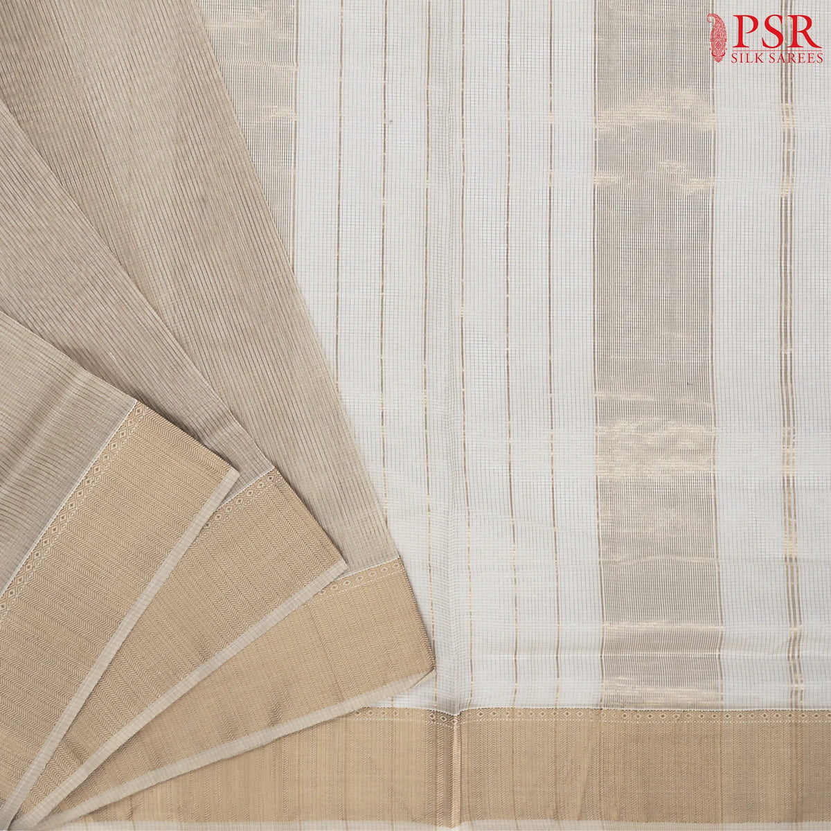 Beige Maheshwari Silk Cotton Saree