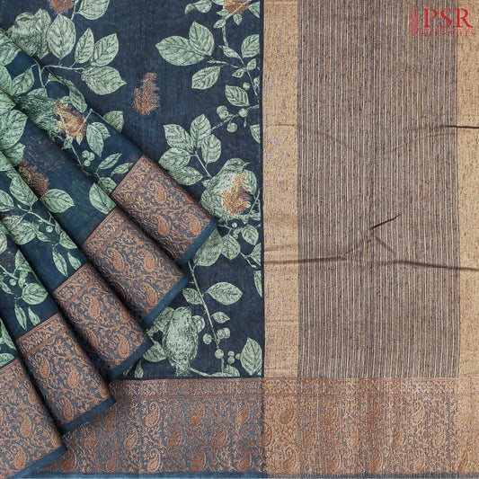 Navy Blue Bamboo Silk Sarees