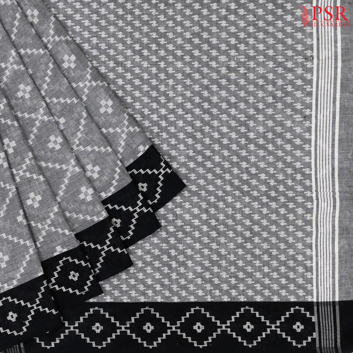 Grey Byloom Cotton Saree