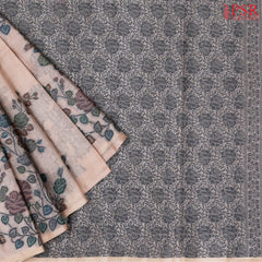 Cozy Peach Banaras Tussar Silk Saree