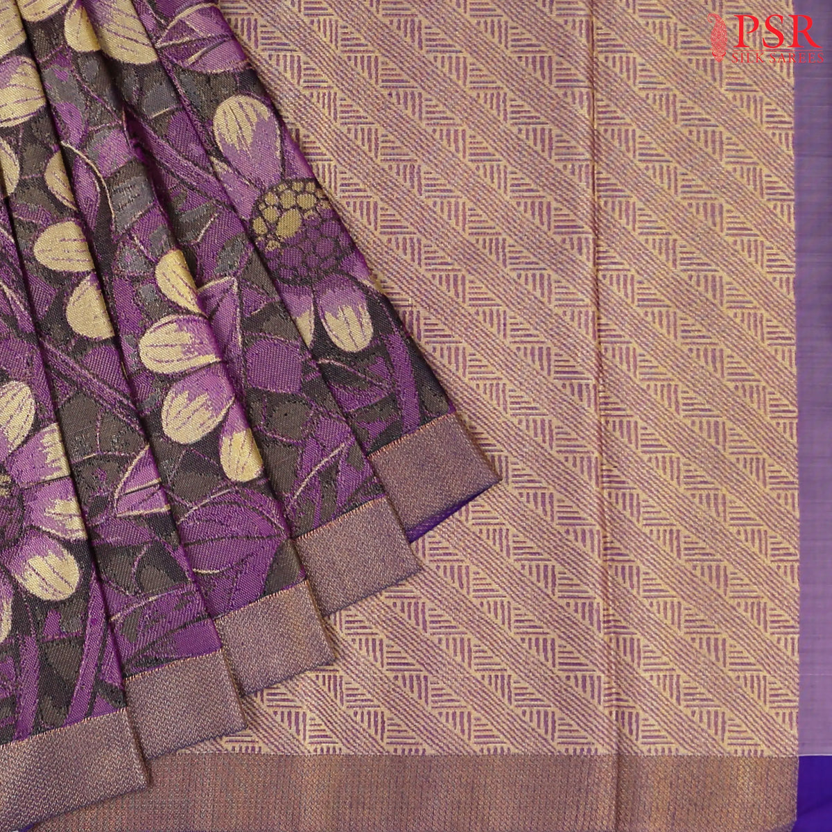 Dark Purple Kanchipuram Tissue Silk Saree