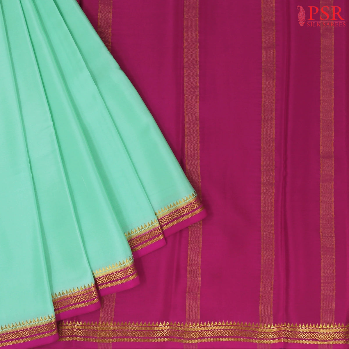 Sea Green Mysore Silk Saree