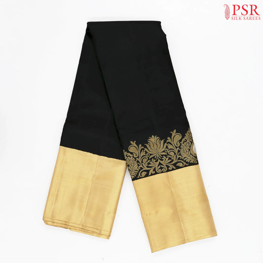 Black Kanchipuram Jacquard Silk Saree