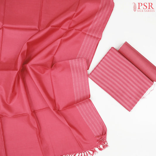 Amaranth Red Semi Tassar Dress Material