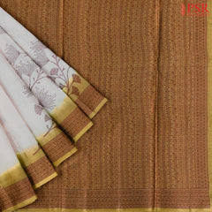 Floral Beige Banaras Tussar Silk Saree