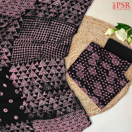 Black Modal Silk Dress Material