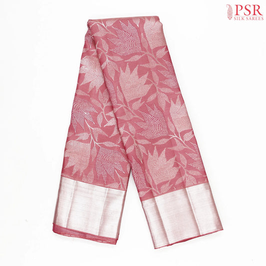 Flamingo Pink Kanchipuram Jacquard Silk Saree