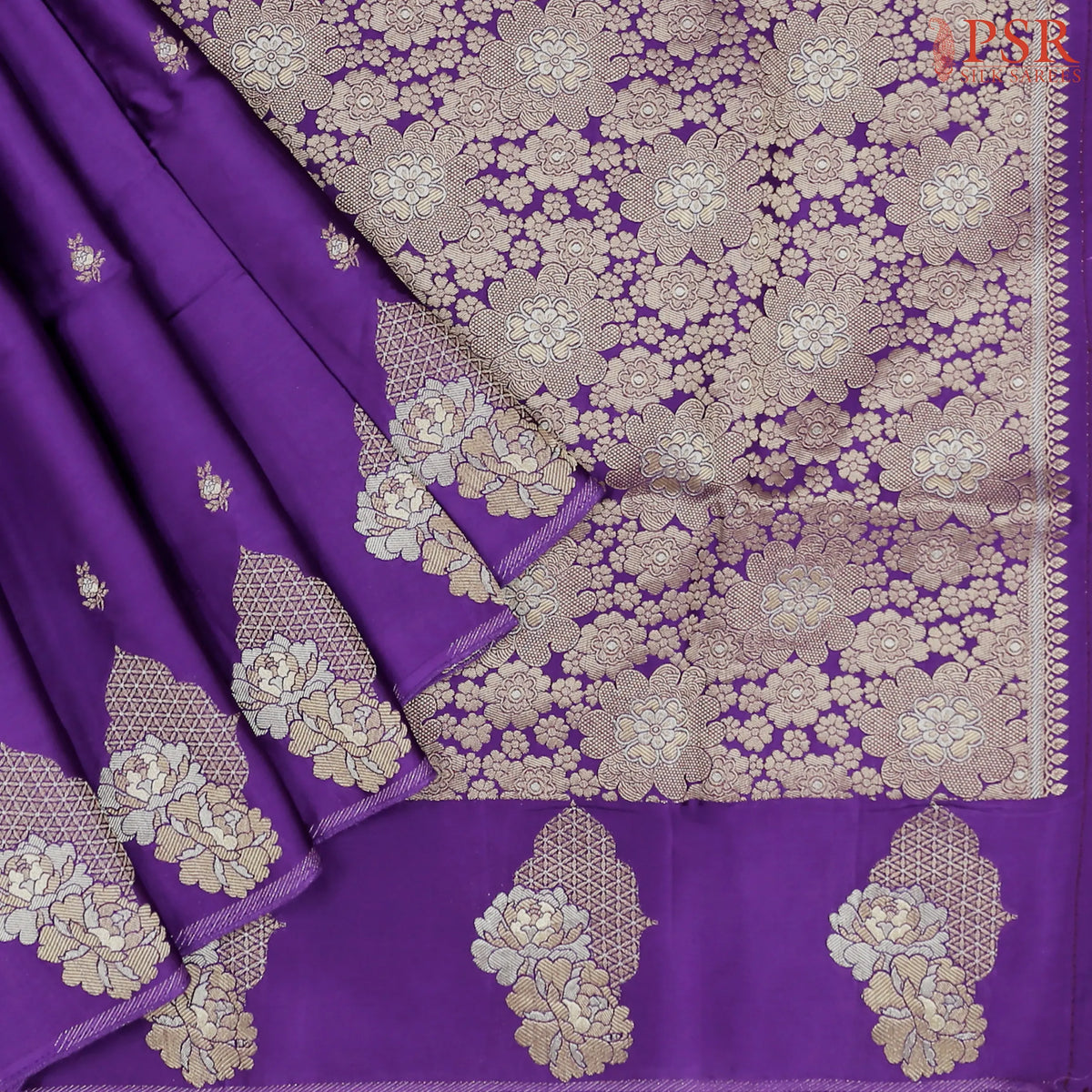 Violet Banarasi Habutai Satin Saree