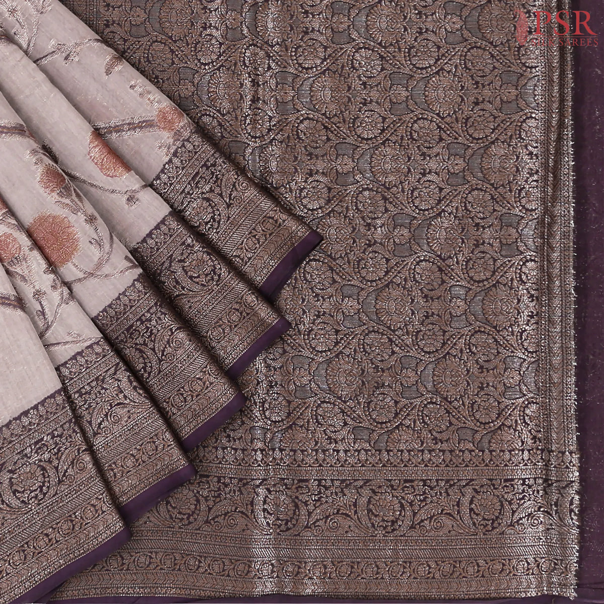 Dusty Mauve Chanderi Silk Cotton Saree