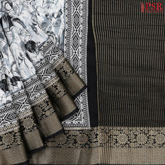 Black & White Modal Silk Saree