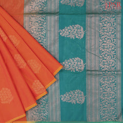 Dark Orange Silk Cotton Saree