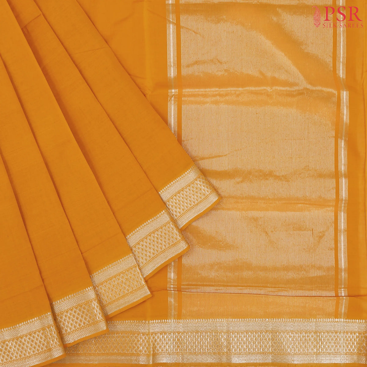 Marigold Orange Mangalagiri Cotton Saree