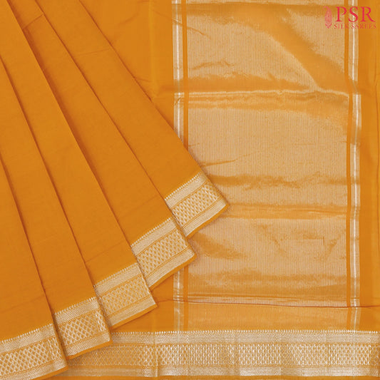 Marigold Orange Mangalagiri Cotton Saree