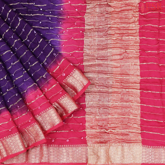 Violet Crushed Bandhini Saree