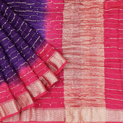 Violet Crushed Bandhini Saree