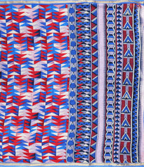 Blue & Red Mul Printed Cotton Saree