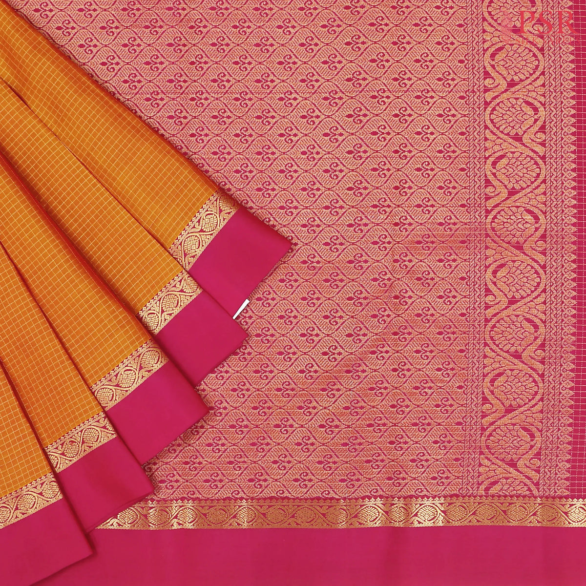 Apricot Orange Fancy Kanchipuram Silk Saree