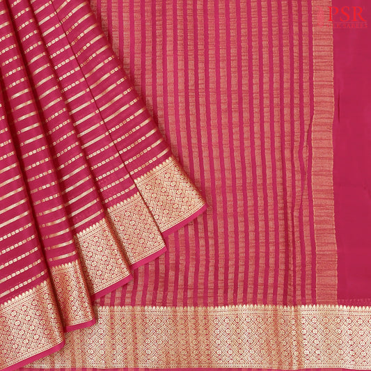 Cerise Red Semi Binny Silk Saree