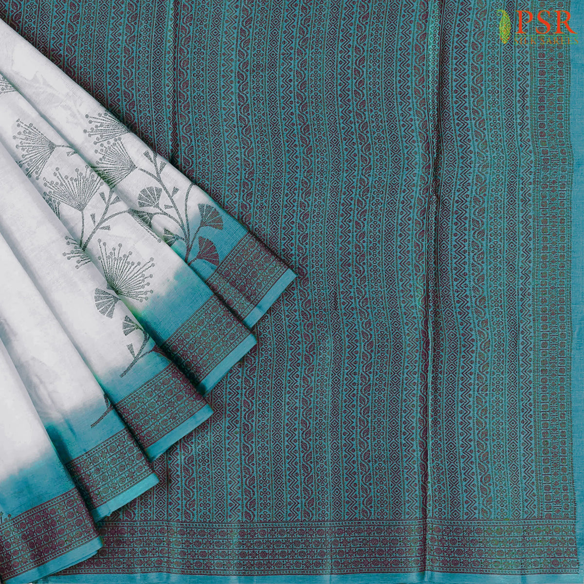 Floral Beige Banaras Tussar Silk Saree