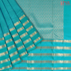 Azure Cyan Fancy Kanchipuram Silk Saree