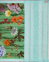 Green Printed Cotton Saree