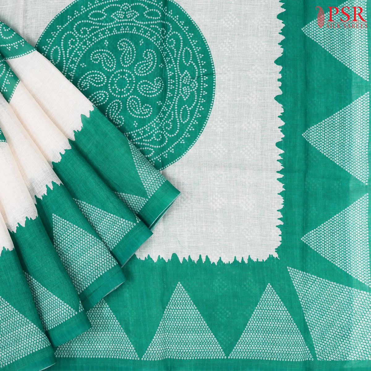 Floral White Linen Saree