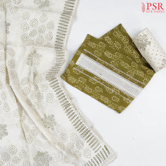 Olive Green Cotton Dress Material
