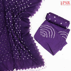 Violet Crushed Bandhini Cotton Dress Material