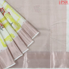 Pearl White Printed Art Silk Saree