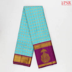 Aqua Blue Kanchipuram Silk Saree