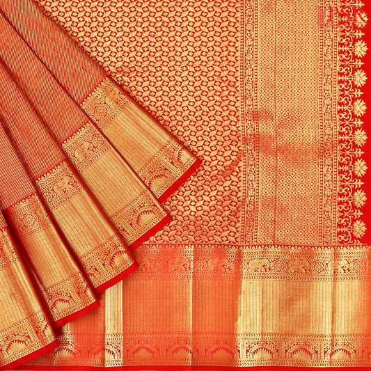 Red Kanchipuram Jacquard Silk Saree
