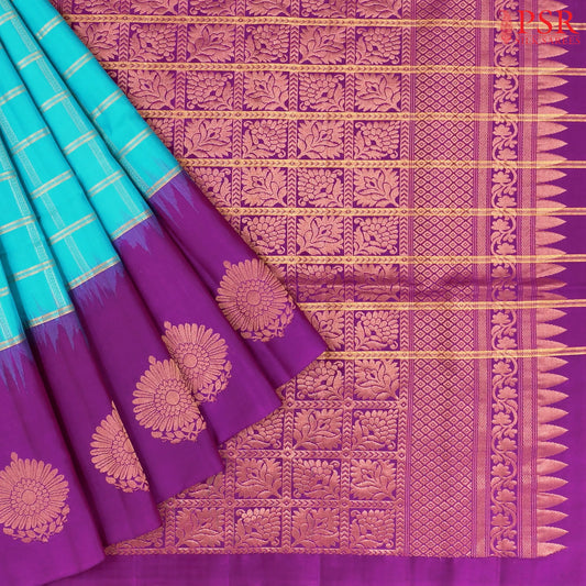 Turquoise Blue Soft Silk Saree
