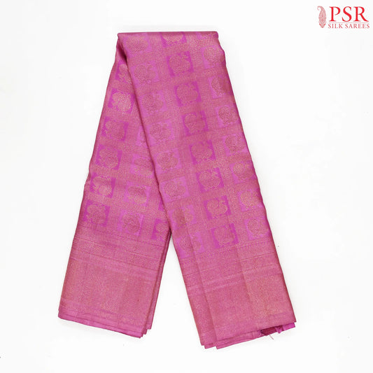Light Fuchsia Pink Kanchipuram Jacquard Silk Saree
