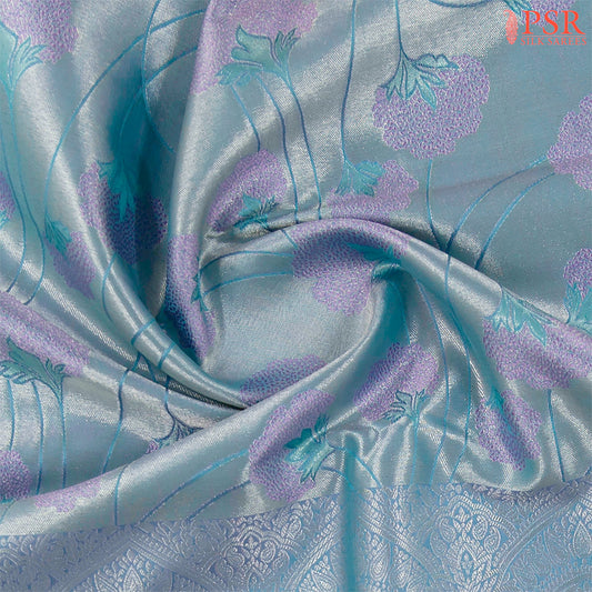 Light Cerulean Blue Kanchipuram Silk Saree