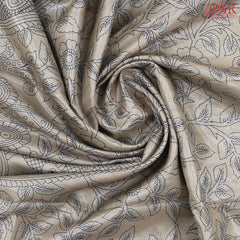 Beige & Steel Blue Tissue Dupion Saree