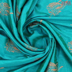 Turquoise Blue Semi Dupion Saree