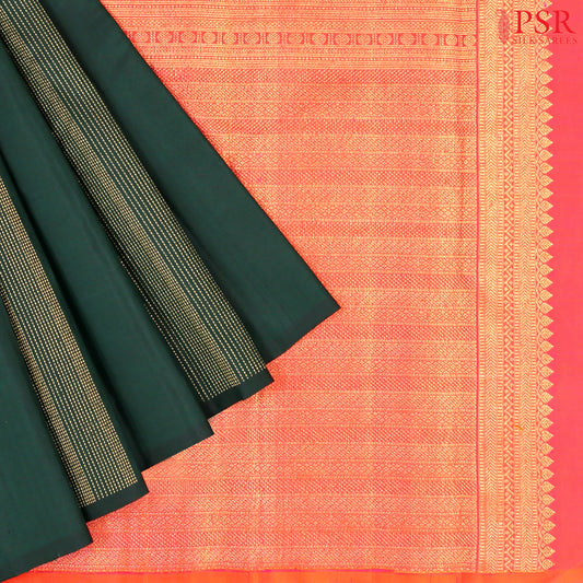 Bottle Green Kanchipuram Silk Saree