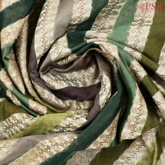 Brown & Green Chanderi Silk Cotton Saree