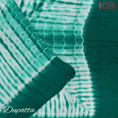 Green & White Bandhini Dress Material