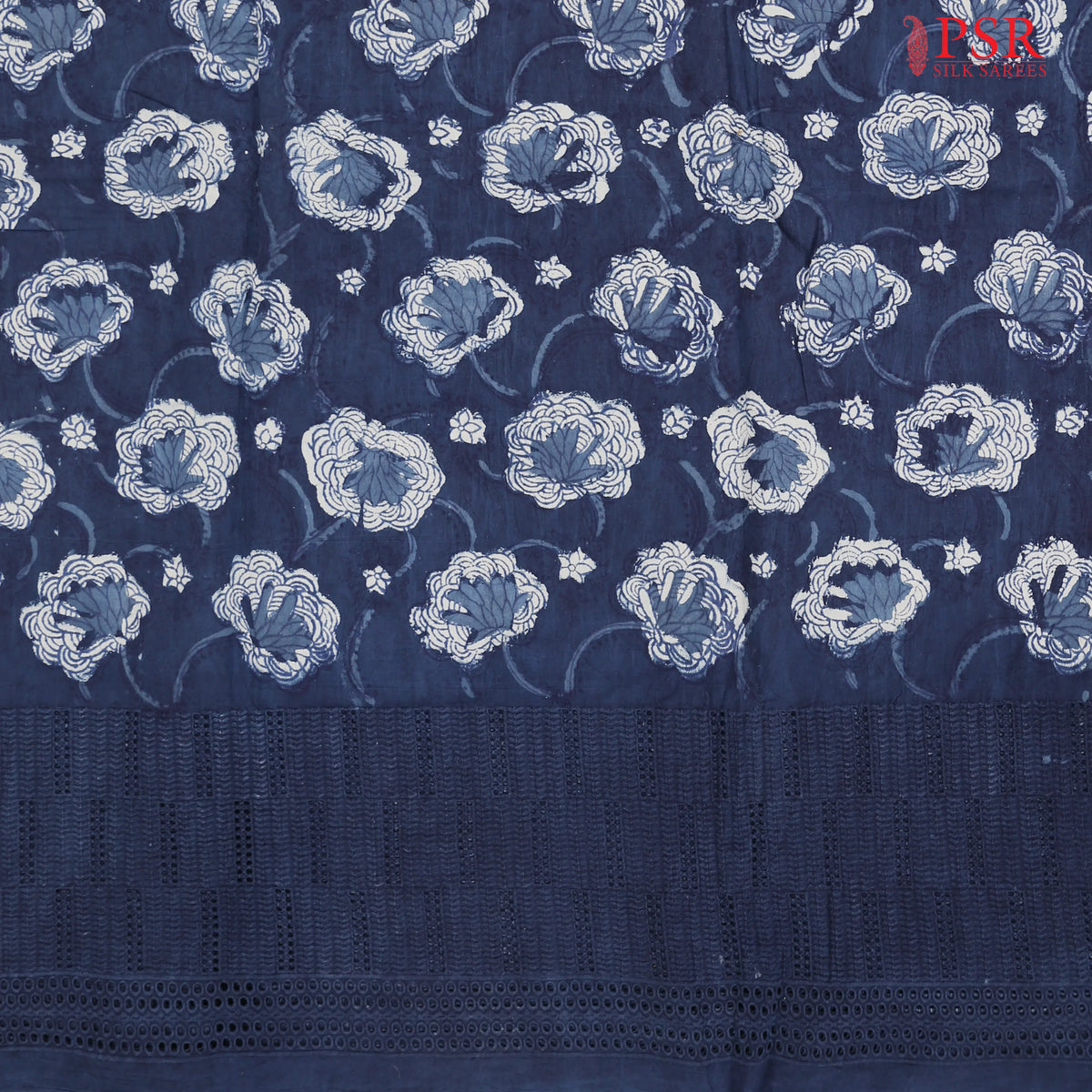 Prussian Blue Hacoba Embroidery Running Material