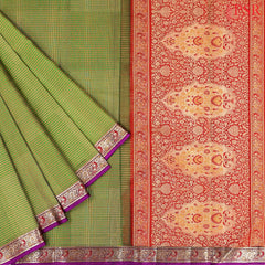 Green & Tan Kanchipuram Jacquard Silk Saree