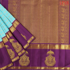 Aqua Blue Kanchipuram Silk Saree