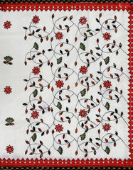 Off White Green Silk Saree