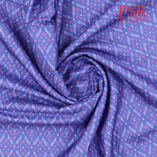 Blurple Semi Tassar Ikkat Print Running Material